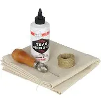 Complete Repair Kit for Canvas Tents, Pop-Up Campers, Tarps, Marine and Boat Covers | with 6oz Tear Mender Glue, Speedy Stitcher Sewing Awl/Needles, Over 6 Sq Ft of Canvas and 30 Yards of Waxed Thread