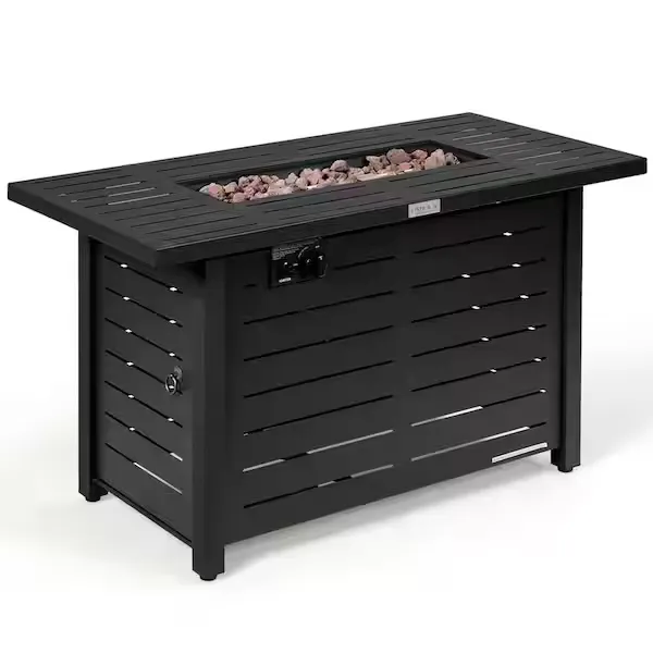 Gymax 42 in. Rectangular Metal Propane Gas Fire Pit 60,000 Btu Heater Outdoor Table W/Cover GYM05173