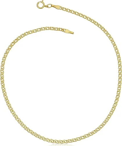 Women's KoolJewelry 14k Gold Diamond Weave Curb Chain Anklet