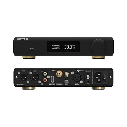 Topping D90III Sabre MQA-CD Full Balanced DAC, 2* ES9039SPRO XMOS XU-316 DSD512 PCM768kHz HiFi DAC, Input USB/Bluetooth5.1/Optic/Coaxial/AES/IIS DA Converter, Audio Preamp DAC (Black)