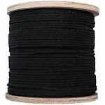 SGT KNOTS Unglazed Cotton Tie Line - Multipurpose Polyester Core for Theatrical Projects, Decor & Commercial Uses (1/8" x 300ft, Black)