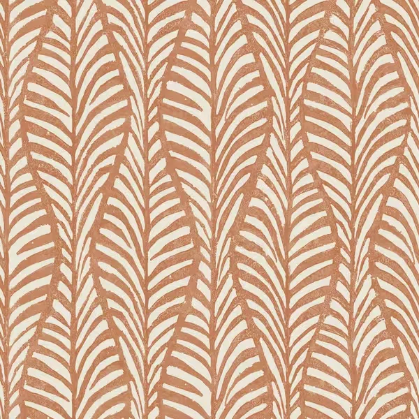 Tempaper Terracotta Block Print Leaves Vinyl Peel and Stick Wallpaper Roll (Covered 28 sq. ft.) HD15022