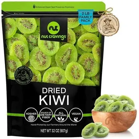 Dried Kiwi Slices, with Sugar Added 32oz by Nut Cravings, Size: 2 lbs