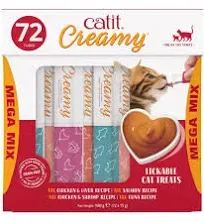 Catit Creamy Lickable Cat Treat, Healthy Cat Treat, Assortment, 12 Pack