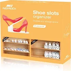 Neprock Shoe Slots Organizer, Adjustable Shoe Stacker Storage Space Saver black