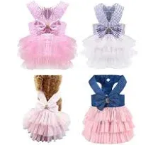 Fashion Pet Dog Clothes Striped Mesh Puppy Dog Princess Dresses