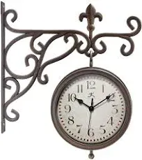 Infinity Instruments Double-Sided Wall Clock/Thermome<wbr/>ter Plastic Bronze Finish