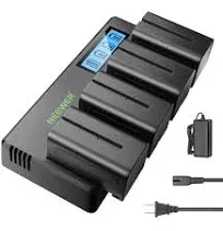 Neewer 4 Pack NP-F750 Replacement Batteries 7.4V 5600mAh with 4 Channel Charger