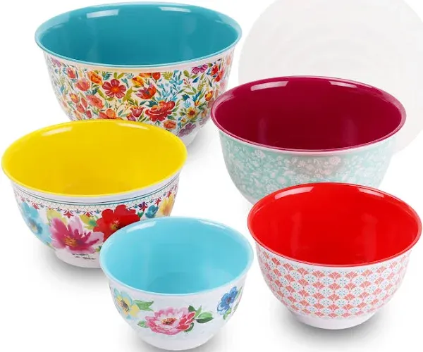 NIB - The Pioneer Woman Melamine Mixing Bowl Set, 10-Piece Set, Petal Party