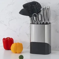 Stainless Steel Knife Holder &amp; Utensil Holder Knife Block Knife Stand Kitchen...