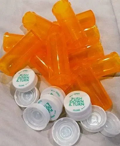 Plastic Prescription Vials/Bottles 25 Pack w/Caps 8 Dram Size-New