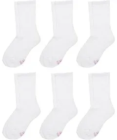 Hanes Girls' 6-Pair Pack Crew Socks