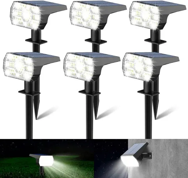 NYMPHY Solar Lights Outdoor Waterproof IP68, 56 LED 3 Lighting Modes Solar Powered Garden Yard Spot Solar Lights for Christmas Outside Landscape- 6 Pa