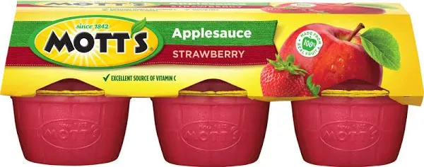 Mott S Strawberry Applesauce Cup, 4 Ounce, 72 per Case