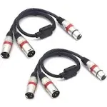 New XLR Female to Dual 2 Male Plug Splitter Cord Audio