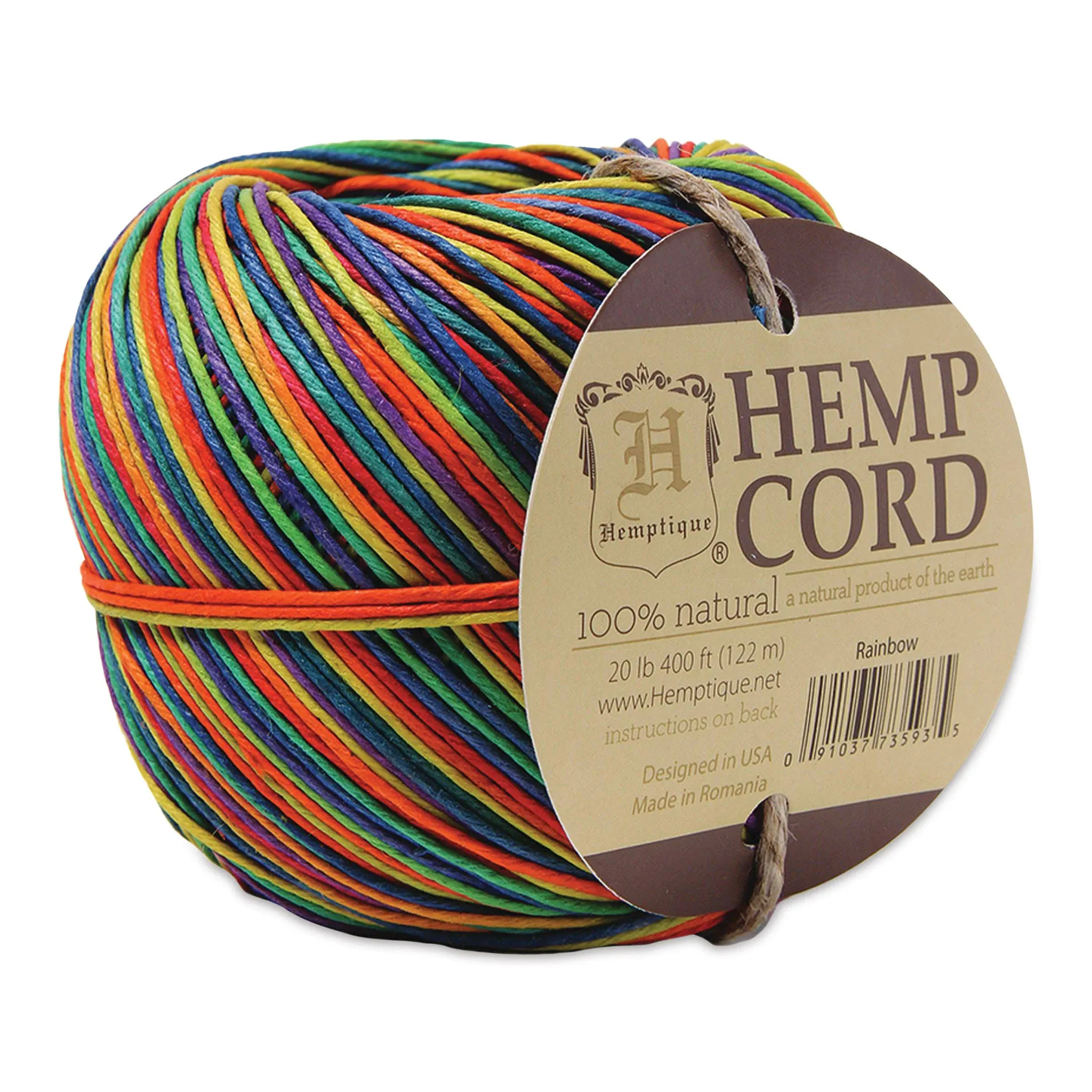 Hemptique #20 Variegated Hemp Cord Ball 100G 400Ft - Rainbow