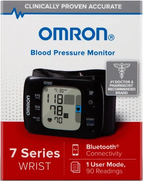 Omron 7 Series Wireless Wrist Blood Pressure Monitor, Black, BP6350