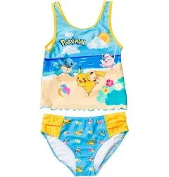 Pokemon Pikachu Squirtle Jigglypuff Girls Rash Guard and Bikini Bottom Little Kid to Big Kid