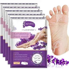 Foot Peel Masks for Dry Cracked Feet 5 Pack,Exfoliating Foot Mask, Natural Exfoliator for Dead Skin, Callus, Repair Rough Heels for Men Women,Make your Foot Baby Soft in 7 Days, AlIVER (4" - 12")