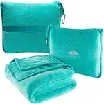 BlueHills Premium Soft Travel Blanket Pillow Airplane - Teal Green