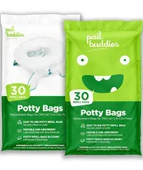 60 Refill Potty Bags: Absorbent, Disposable Potty Liners Compatible with OXO Tot 2-in-1 Go Potty | Strong, Leak-Proof Bags Work with Most Travel Potties, Potty Chairs, Potty Seats & Portable Toilets