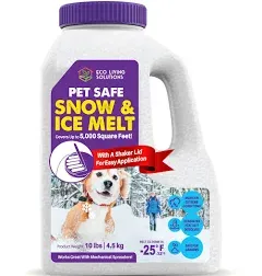 Pet Safe Snow & Ice Melt | Eco Living Solutions | Calcium Chloride | Works Under -25 °F | Safe for Concrete Driveway and Roof | Better Than Rock Salt | Safe for Kids and Pets (10, Pounds)