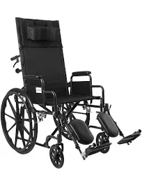 McKesson Brand 146-SSP20RBDDA Reclining Wheelchair McKesson Desk Length Arm Swing-Away Elevating Legrest Black Upholstery 20 Inch Seat Width Adult 350 lbs. Weight Capacity