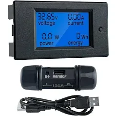 6.5-100V 0-100A DC Multifunction Battery Monitor Meter with USB Shunt LCD Dis...