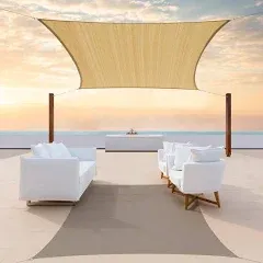 ColourTree 16' x 16' Sand Beige Sun Shade Sail Square Canopy Awning Fabric Cloth Screen - UV Block UV Resistant Heavy Duty Commercial Grade - Outdoor Patio Carport - (We Make Custom Size)