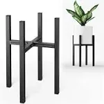 MUDEELA Adjustable Metal Plant Stand Indoor & Outdoor, Single Indoor Plant Stand Fits 8-12 inch Pots, Black Stand for Indoor Plants, Pot Plant Not Included