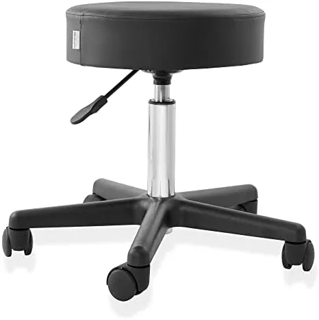 OPEN BOX - Rolling Hydraulic Salon Stool w/ Adjustable Swivel - Black