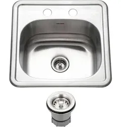 Houzer 1515-6BS Hospitality 15&#034; Single Basin Drop In 24-Gauge - Stainless Steel