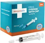 5Ml Syringe with Cap (100 Pack) | Oral Dispenser without Needle, Luer Slip Tip, 