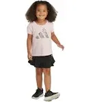 Adidas Baby/Toddler Girl Pink/Black Doodle Logo Tee &amp; Ruffled Skort (AG3179C) 2T