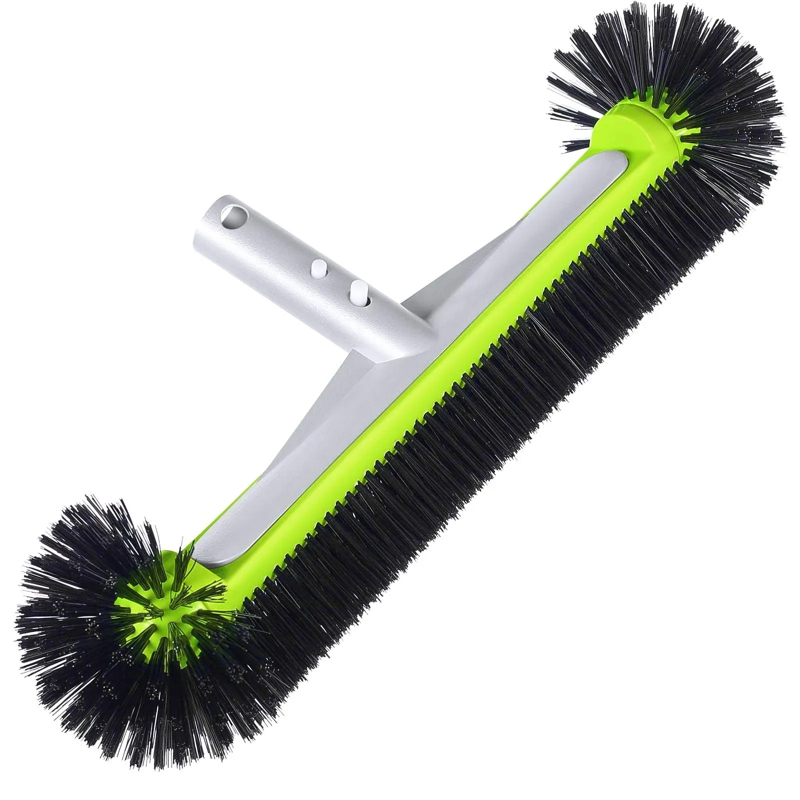 Pool Brush Head/Round Ends,17.5' Pool Brushes for Cleans Pool Walls，Reinforced Aluminium Back Brush,7 Rows Premium Nylon Bristles with EZ Clips