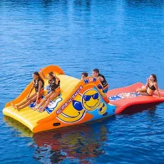 WOW Durable Vinyl Water Mat Inflatable Sports Slide n Smile with Water Walkway Lake Floats for Home & Sea Use for Kids & Adults