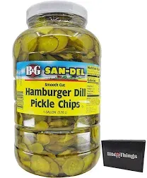 B&amp;G San-Del Smooth Cut Hamburger Dill Pickle Chips 1 Gallon