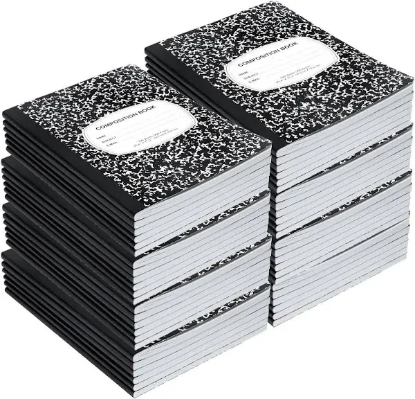 Epi Black Marble Composition Notebook, 100 Sheet, ((48 Pack) Wide Ruled)