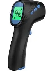 Touchless Thermometer for Adults, Digital Infrared Thermometer Gun with Fever Alarm, Forehead and Object 2 in 1 Mode, Fast Accurate Results (Black)