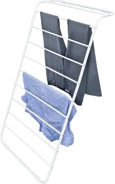 Leaning Steel Clothes Drying Rack, White