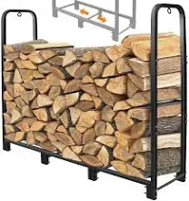 CONNOO 4ft Heavy Duty Firewood Rack Stand