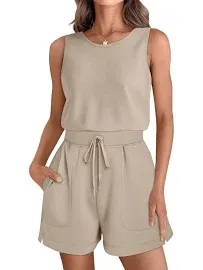 Automet Women's Casual Sleeveless Shorts Jumpsuit