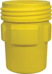 Eagle 95 Gallon Plastic Drum with Lid, Screw-On Lid, 41.3"x31", Overpack Drum Made of Durable, Lightweight HDPE, Withstands Weather and Chemicals, Made in USA, Yellow, 1690