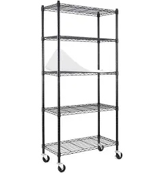 EFINE 5-Tier Rolling Heavy Duty Metal Wire Storage Shelving Unit