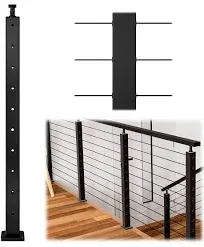 Cable Railing Post Railing Column 36&#034;x2&#034;x2&#034; Level drilled Post Adjustable Top