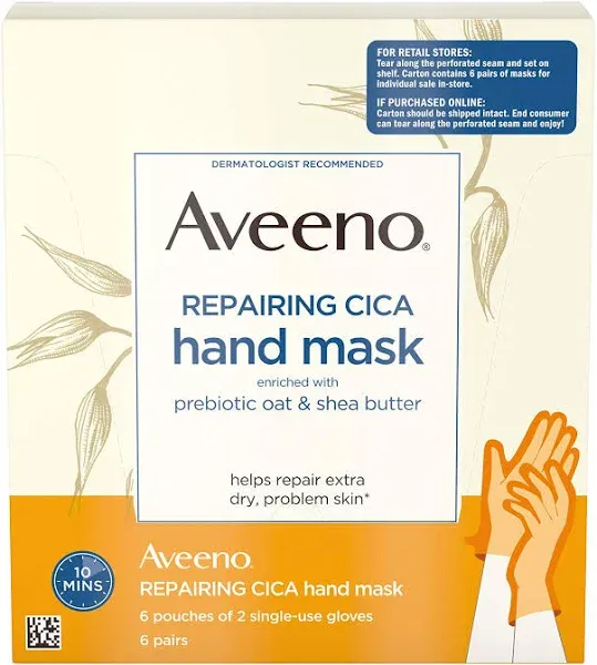 Aveeno Repairing Cica Hand Mask with Prebiotic Oat and Shea Butter