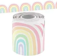 Teacher Created Resources Pastel Pop Rainbows Die-Cut Rolled Border Trim, 50 Feet