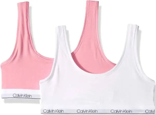 2-Pack Calvin Klein Girls Modern Cotton Bralette, Heather Grey, Black Size SMALL