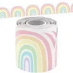 Pastel Pop Rainbows Die-Cut Rolled Border Trim, 50 Feet