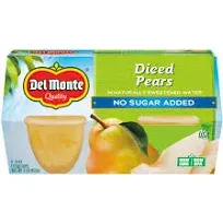 Del Monte Diced Pears In Light Syrup - 4 pack, 4 oz cups